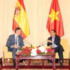 Chủ tịch Ủy ban Nhân dân Thành phố Hồ Chí Minh Nguyễn Văn Được tiếp Thủ tướng Tây Ban Nha Pedro Sanchez. (Ảnh: Xuân Khu/TTXVN)