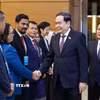 Chủ tịch Quốc hội Trần Thanh Mẫn tiếp Lãnh đạo các thành phố ASEAN. (Ảnh: Doãn Tấn/TTXVN)