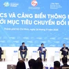 Phiên thảo luận với chủ đề logistics và cảng biển thông minh gắn với mục tiêu chuyển đổi kép. (Ảnh: Hứa Chung/TTXVN)