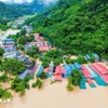 Xã Bảo Lâm ở Cao Bằng ngập chìm trong lũ. (Ảnh: TTXVN phát)