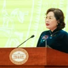 Thống đốc Ngân hàng Nhà nước Nguyễn Thị Hồng phát biểu tại hội nghị. (Ảnh: Vietnam+)