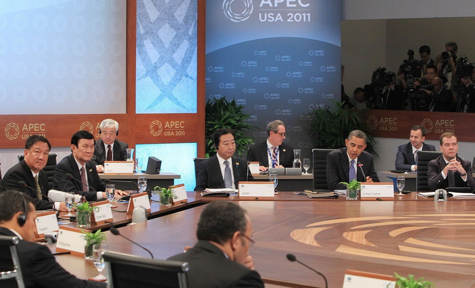 Chủ tịch nước Trương Tấn Sang tham dự Diễn đàn Hợp tác Kinh tế châu Á-Thái Bình Dương lần thứ 19 (APEC19) tại Hawaii (Hoa Kỳ) từ ngày 10-3/11/2011. (Ảnh: Nguyễn Khang/TTXVN)