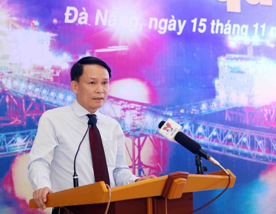 Đồng chí Nguyễn Đức Lợi, Ủy viên Trung ương Đảng, Tổng Giám đốc Thông tấn xã Việt Nam phát biểu tại Lễ khai mạc Triển lãm ảnh ''Biển đảo Tổ quốc''. (Ảnh: Trần Lê Lâm/TTXVN)