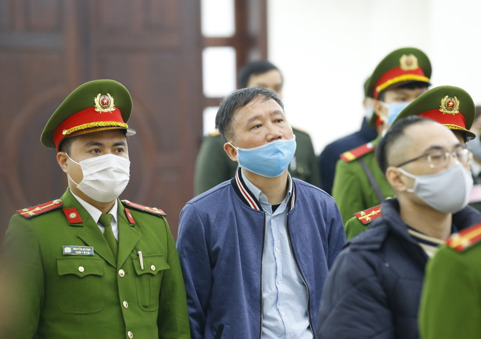 Bị cáo Trịnh Xuân Thanh (sinh năm 1966, cựu Chủ tịch Hội đồng quản trị, Tổng Giám đốc Tổng Công ty cổ phần xây lắp Dầu khí Việt Nam - PVC) tại phiên tòa. (Ảnh: Doãn Tấn/TTXVN)