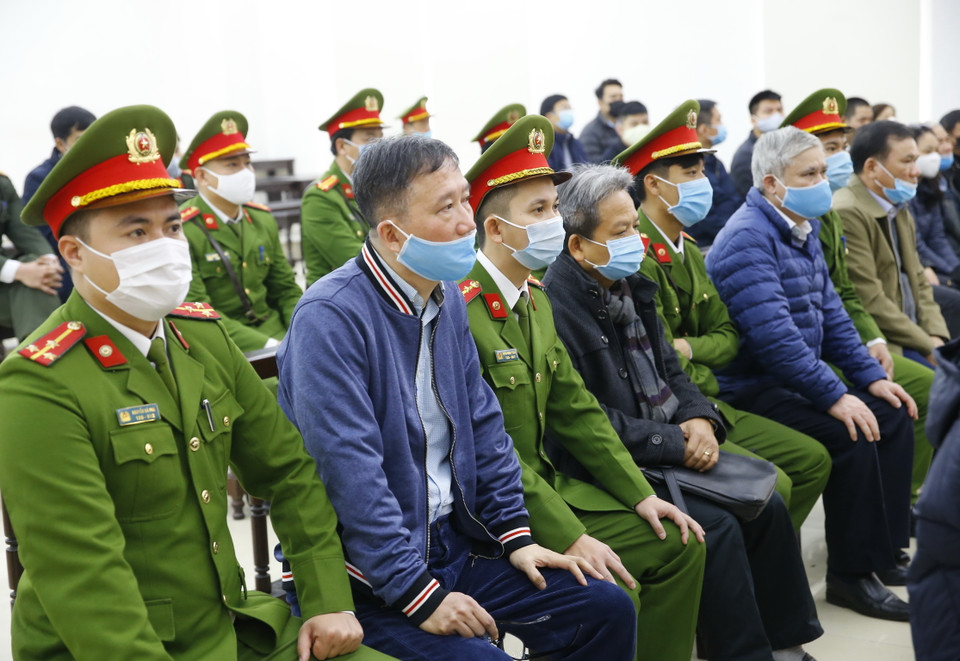 Bị cáo Trịnh Xuân Thanh (cựu Chủ tịch Hội đồng quản trị, Tổng Giám đốc Tổng Công ty cổ phần xây lắp Dầu khí Việt Nam - PVC) tại phiên tòa. (Ảnh: Doãn Tấn/TTXVN)