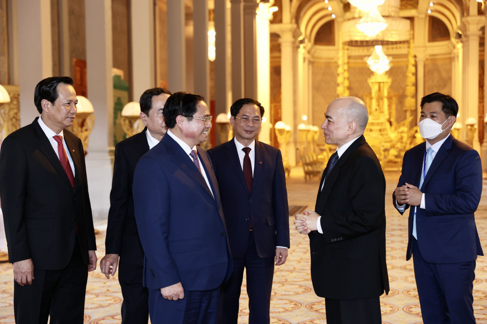 Quang cảnh buổi hội kiến. (Ảnh: Dương Giang/TTXVN)