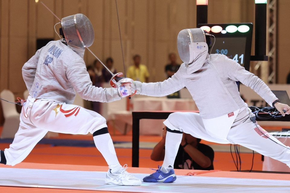 4 vận động viên Nguyễn Văn Quyết, Vũ Thành An, Tô Đức Anh, Nguyễn Xuân Lợi thi đấu xuất sắc. (Ảnh: Minh Quyết/TTXVN)