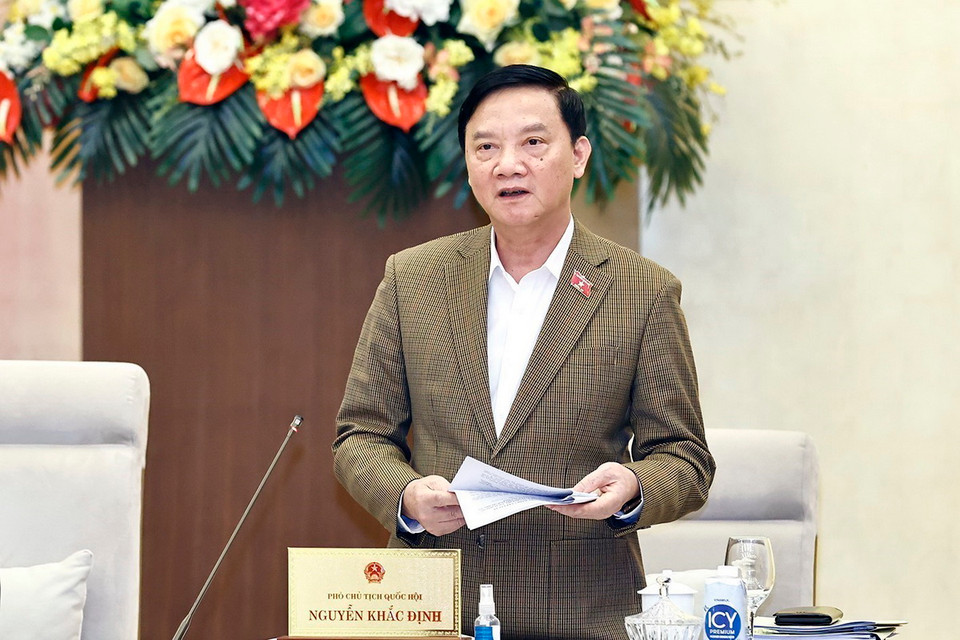 Phó Chủ tịch Quốc hội Nguyễn Khắc Định phát biểu. (Ảnh: Doãn Tấn/TTXVN)