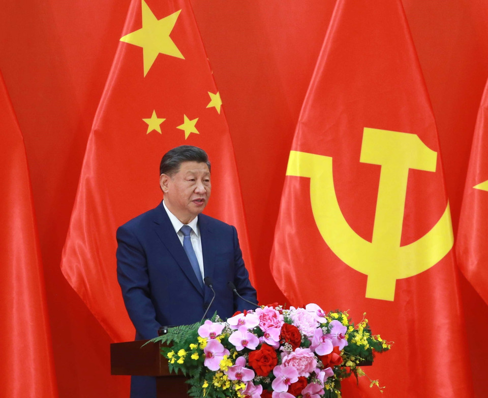 Tổng Bí thư, Chủ tịch nước Trung Quốc Tập Cận Bình phát biểu tại buổi Gặp gỡ Nhân sỹ Hữu nghị và Thế hệ Trẻ Việt Nam-Trung Quốc. (Ảnh: Phương Hoa/TTXVN)