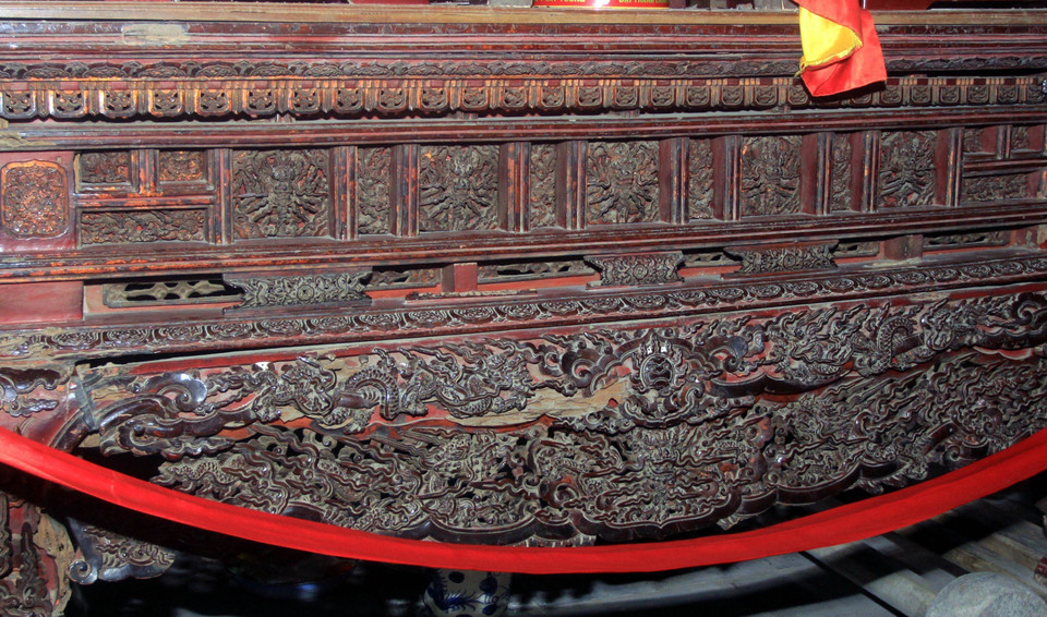 Hương án chùa Keo (xã Duy Nhất, huyện Vũ Thư, tỉnh Thái Bình) được giữ gìn cơ bản nguyên vẹn và bảo quản tại Khu di tích lịch sử Quốc gia đặc biệt chùa Keo (Thái Bình). (Ảnh: Thế Duyệt/TTXVN)