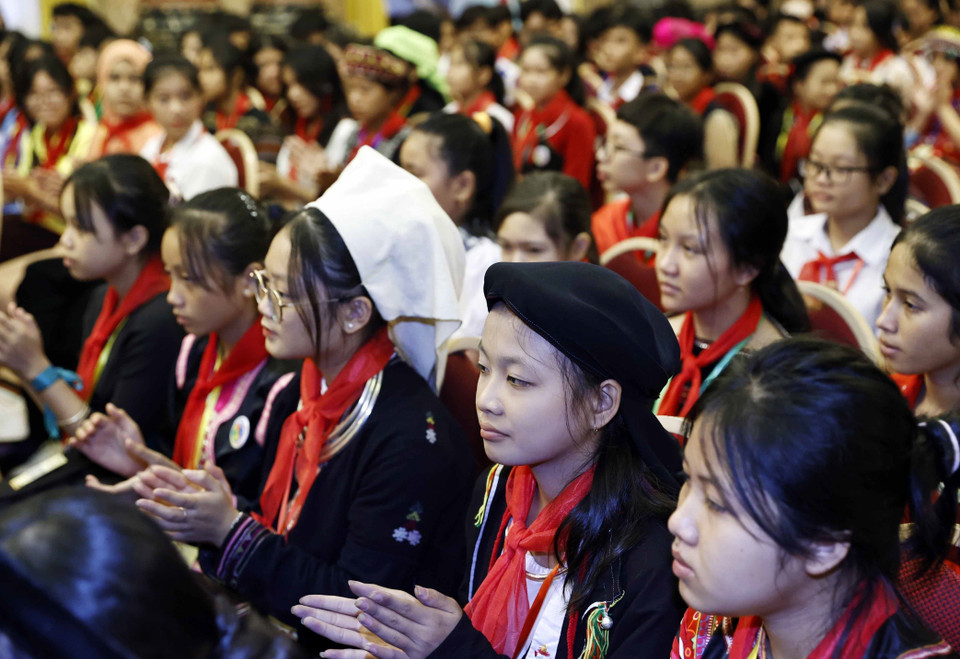 Các em thiếu nhi dự buổi gặp mặt. (Ảnh: Thống Nhất/TTXVN)