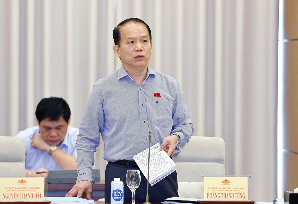 Chủ nhiệm Ủy ban Pháp luật của Quốc hội Hoàng Thanh Tùng phát biểu. (Ảnh: Doãn Tấn/TTXVN)