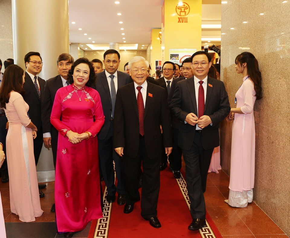 Tổng Bí thư, Chủ tịch nước Nguyễn Phú Trọng đến dự Đại hội. (Ảnh: Trí Dũng/TTXVN)