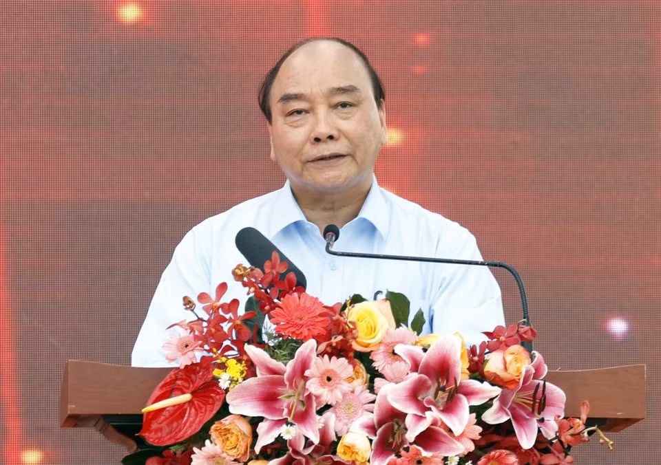 Chủ tịch nước Nguyễn Xuân Phúc phát biểu. (Ảnh: Thống Nhất/TTXVN)