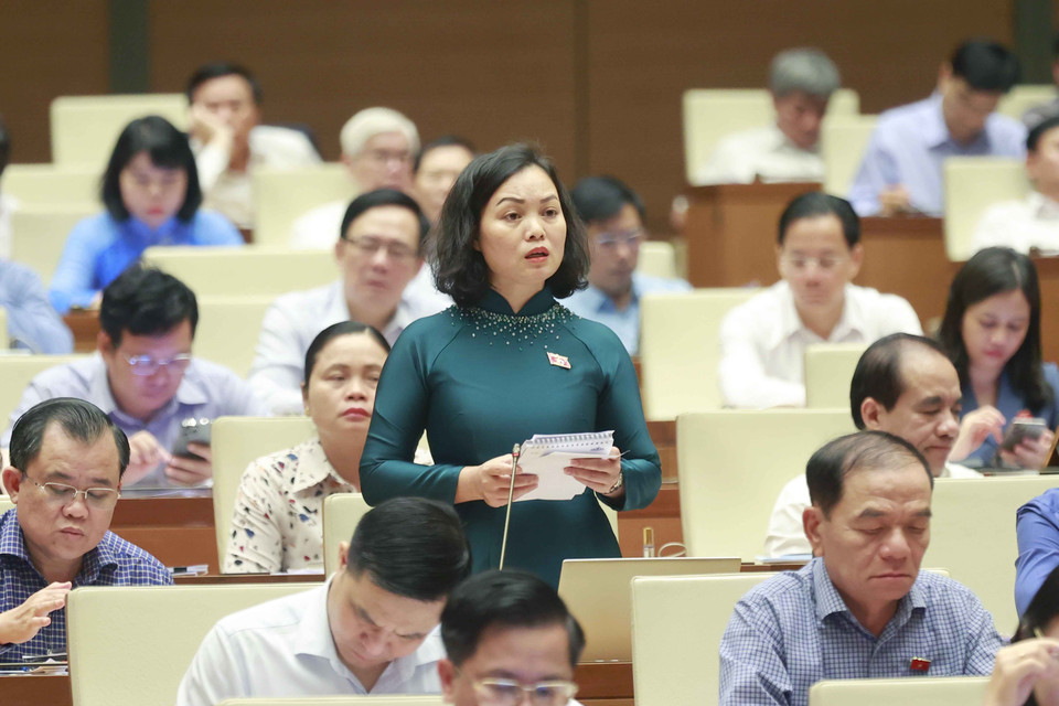 Đại biểu Quốc hội tỉnh Bà Rịa-Vũng Tàu Huỳnh Thị Phúc phát biểu ý kiến. (Ảnh: Doãn Tấn/TTXVN)