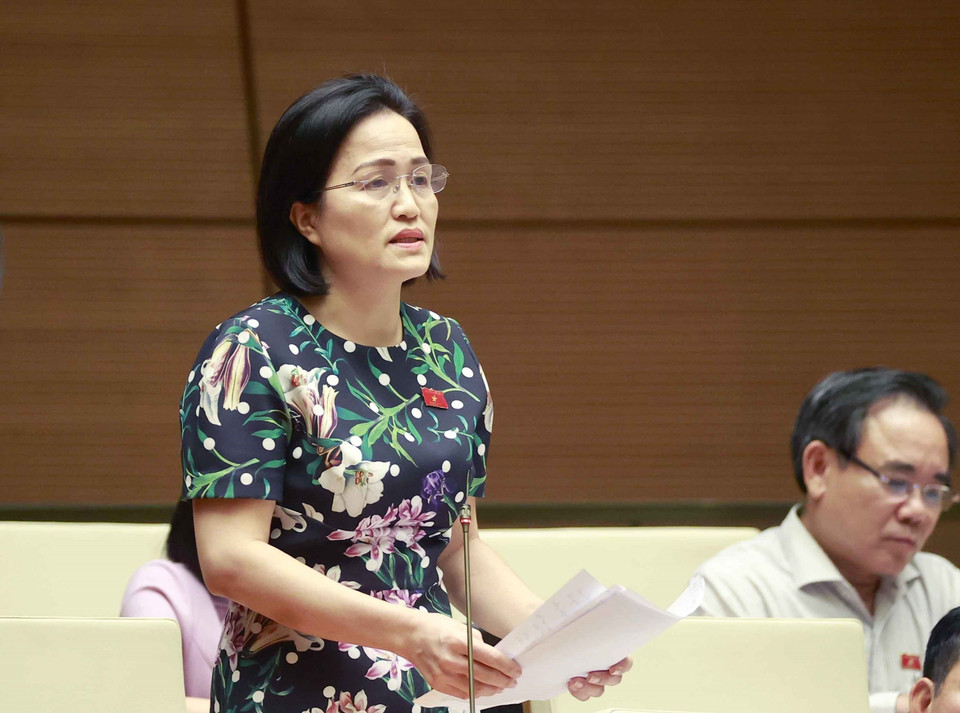 Đại biểu Quốc hội tỉnh Quảng Ninh Trần Thị Kim Nhung phát biểu ý kiến. (Ảnh: Doãn Tấn/TTXVN)