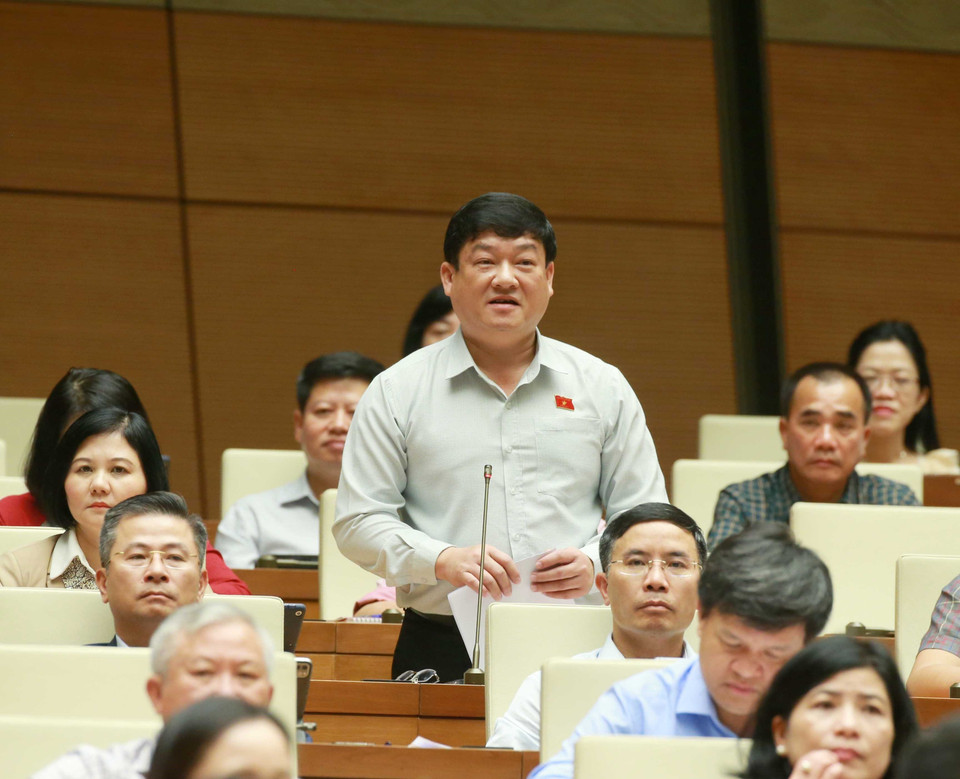 Đại biểu Quốc hội tỉnh Quảng Ngãi Lương Văn Hùng phát biểu. (Ảnh: Phương Hoa/TTXVN)