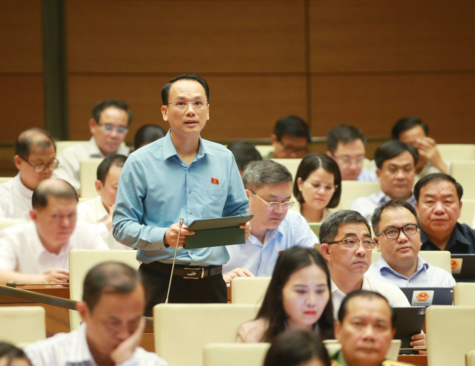 Đại biểu Quốc hội tỉnh Lạng Sơn Lưu Bá Mạc phát biểu. (Ảnh: Phương Hoa/TTXVN)