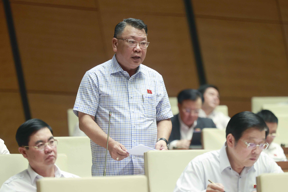 Đại biểu Quốc hội tỉnh Lâm Đồng Nguyễn Tạo phát biểu ý kiến. (Ảnh: Doãn Tấn/TTXVN)