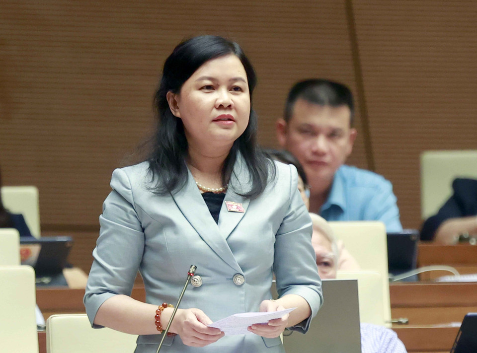 Đại biểu Quốc hội thành phố Hà Nội Nguyễn Phương Thủy tranh luận. (Ảnh: Doãn Tấn/TTXVN)