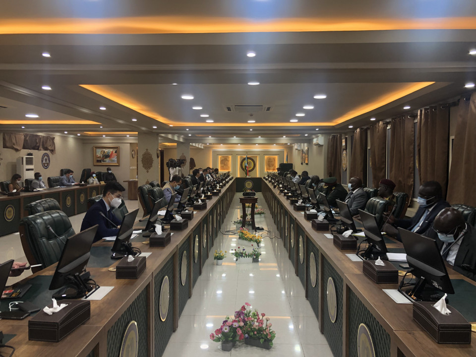 Toàn cảnh cuộc họp của Đoàn công tác với Hội đồng Bộ trưởng Nam Sudan. (Ảnh: TTXVN)