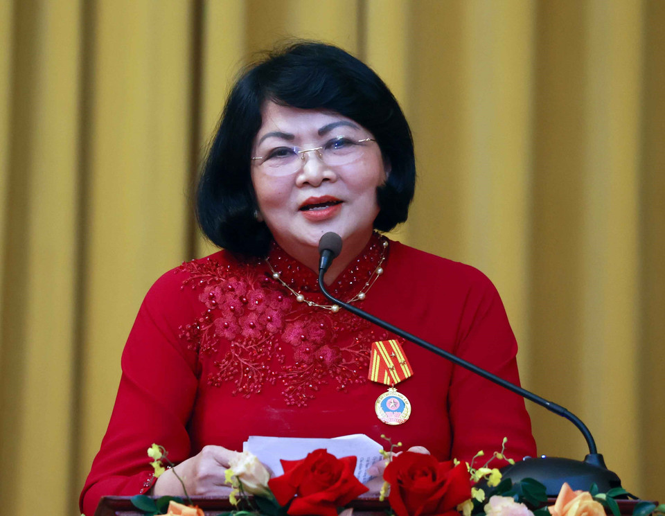 Bà Đặng Thị Ngọc Thịnh phát biểu. (Ảnh: Thống Nhất/TTXVN)