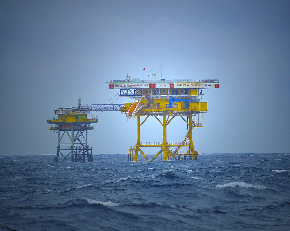 Nhà giàn DK1.12 cụm Tư Chính. (Ảnh: Minh Đức/TTXVN)