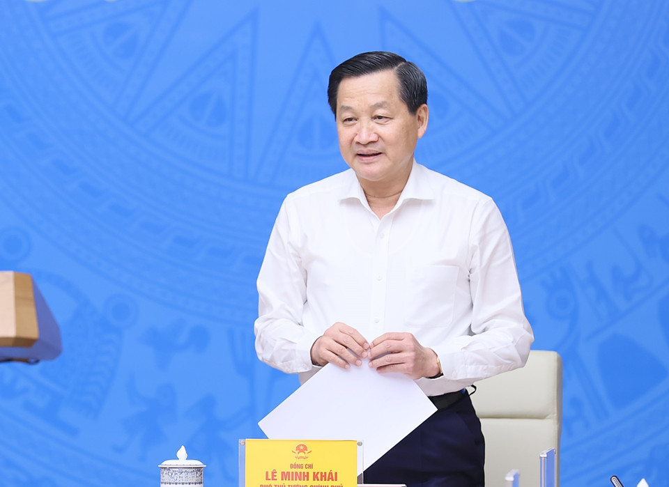 Phó Thủ tướng Lê Minh Khái phát biểu. (Ảnh: Dương Giang/TTXVN)