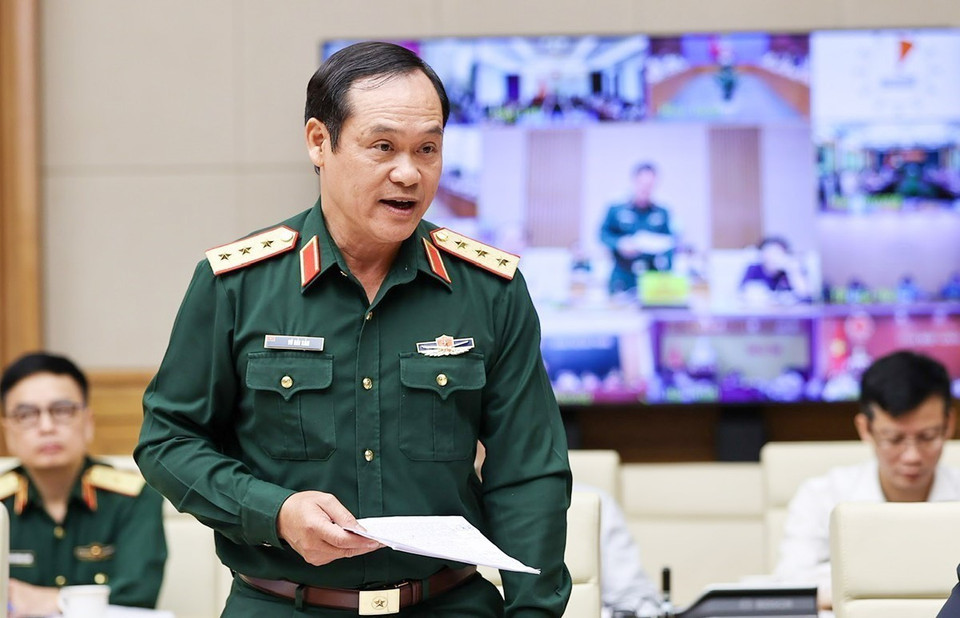 Thượng tướng Vũ Hải Sản, Thứ trưởng Bộ Quốc phòng, phát biểu. (Ảnh: Dương Giang/TTXVN)