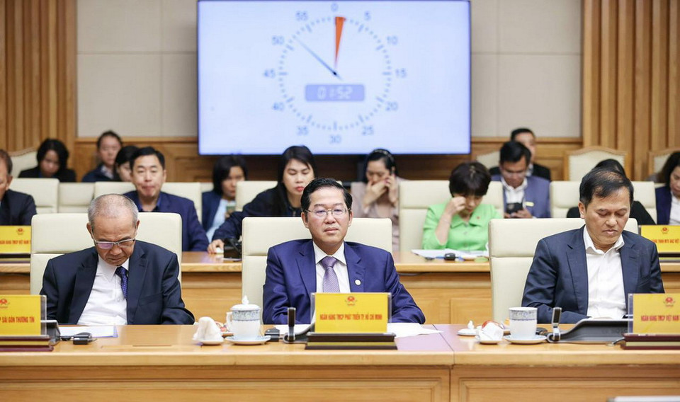 Đại diện các ngân hàng tham dự hội nghị. (Ảnh: CTV/Vietnam+)