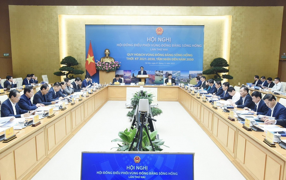 Hội nghị Hội đồng Điều phối vùng Đồng bằng Sông Hồng lần thứ 2. (Ảnh: Dương Giang/TTXVN)