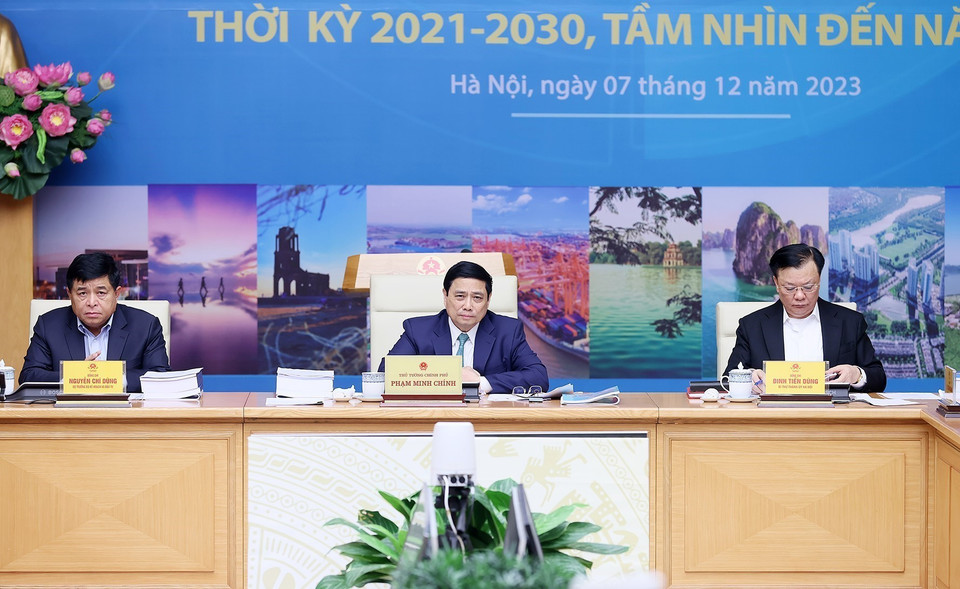Thủ tướng Phạm Minh Chính chủ trì Hội nghị Hội đồng Điều phối vùng Đồng bằng Sông Hồng. (Ảnh: Dương Giang/TTXVN)