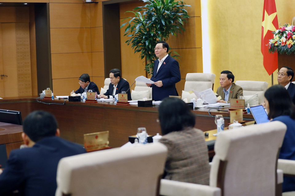 Chủ tịch Quốc hội Vương Đình Huệ phát biểu khai mạc. (Ảnh: Nhan Sáng/TTXVN)