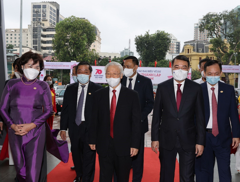 Tổng Bí thư Nguyễn Phú Trọng đến dự Lễ kỷ niệm. (Ảnh: Trí Dũng./TTXVN)