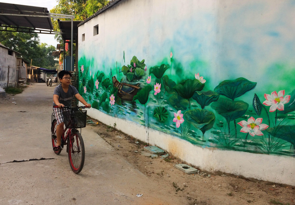 Khung cảnh thanh bình của làng chài Ngư Mỹ Thạnh. (Ảnh: Hồ Cầu/TTXVN)