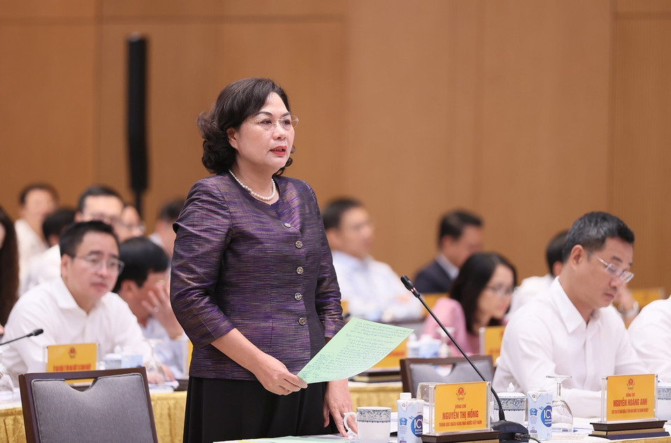 Thống đốc Ngân hàng Nhà nước Việt Nam Nguyễn Thị Hồng phát biểu. (Ảnh: Dương Giang/TTXVN)