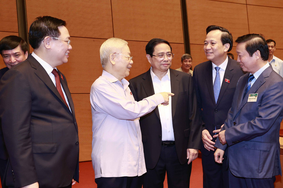 Tổng Bí thư Nguyễn Phú Trọng dự phiên chất vấn. (Ảnh: Doãn Tấn/TTXVN)