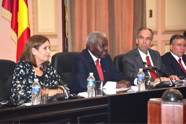 Chủ tịch Quốc hội Cuba Esteban Lazo Hernández phát biểu tại cuộc hội kiến Tổng Bí thư, Chủ tịch nước Tô Lâm. (Ảnh: TTXVN)