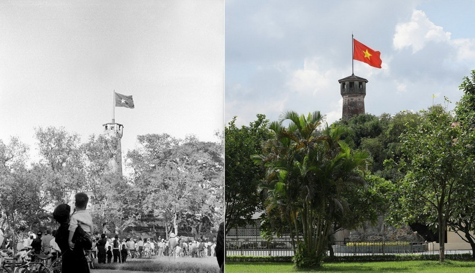 Cột cờ Hà Nội đã có tuổi đời hơn 200 năm gắn bó với mảnh đất Thủ đô, trải qua biết bao thăng trầm lịch sử vẫn đứng sừng sững, hiên ngang giữa đất trời. (Ảnh: TTXVN)