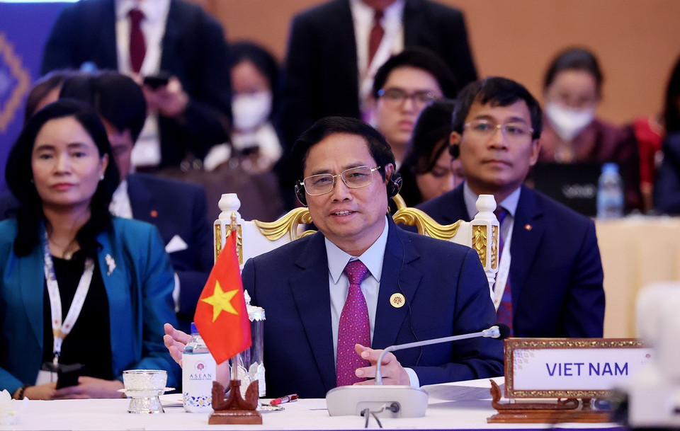 Thủ tướng Phạm Minh Chính dự Hội nghị Cấp cao kỷ niệm ASEAN-Canada. (Ảnh: Dương Giang/TTXVN)