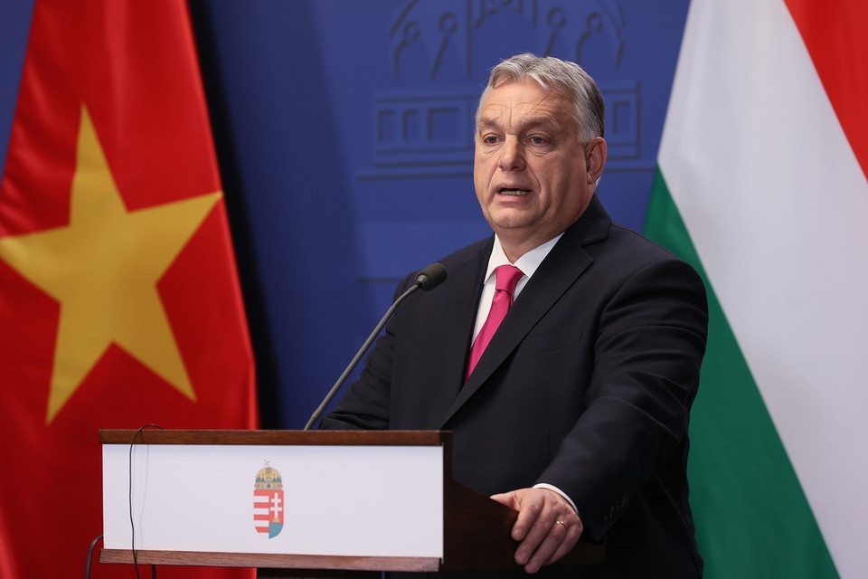 Thủ tướng Hungary Viktor Orbán phát biểu trước báo chí hai nước. (Ảnh: Dương Giang/TTXVN)
