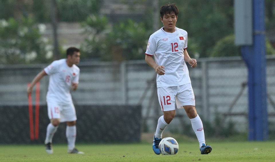 Tiền vệ Trương Văn Thái Quý (12). (Ảnh: Hoàng Linh/TTXVN)