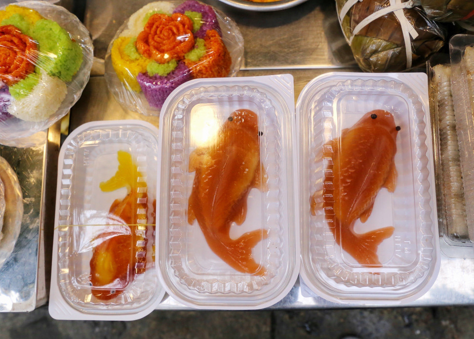 Các mặt hàng xôi cúng phong phú, đa dạng. (Ảnh: Tuấn Đức/TTXVN)