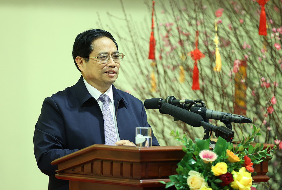 Thủ tướng Phạm Minh Chính phát biểu. (Ảnh: Dương Giang/TTXVN)