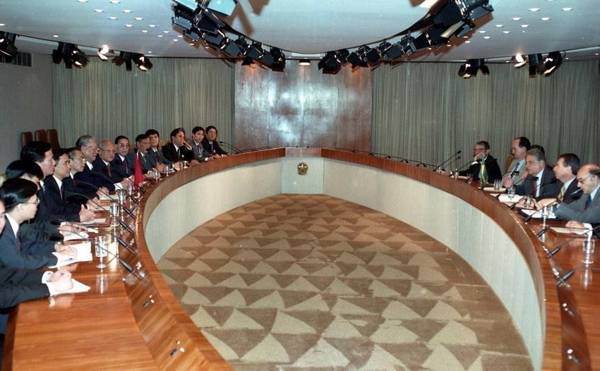 Chủ tịch nước Lê Đức Anh hội đàm với Tổng thống Brazil Fernando Henrique Cardoso trong chuyến thăm chính thức Brazil, tháng 10/1995. (Ảnh: Cao Phong/TTXVN)