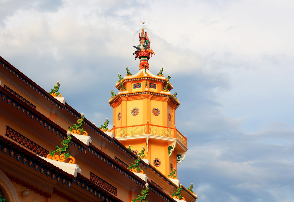 Tháp Bát Quái Đài cao ba tầng, 8 cạnh theo mô hình bát quái của đạo Lão. (Ảnh: Hồng Đạt/TTXVN)