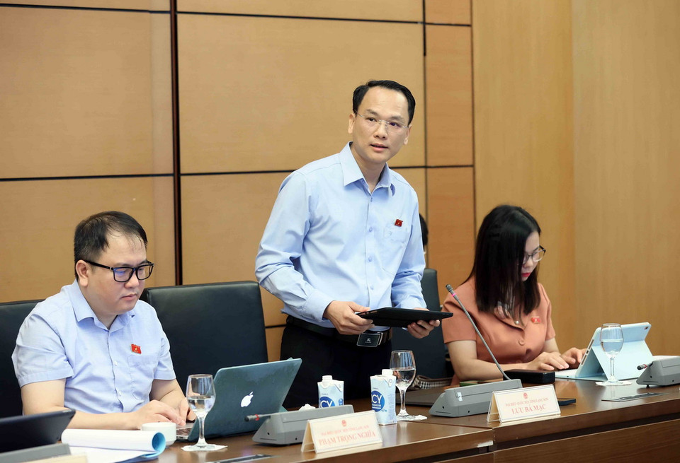 Đại biểu Quốc hội tỉnh Lạng Sơn Lưu Bá Mạc phát biểu tại tổ. (Ảnh: An Đăng/TTXVN)