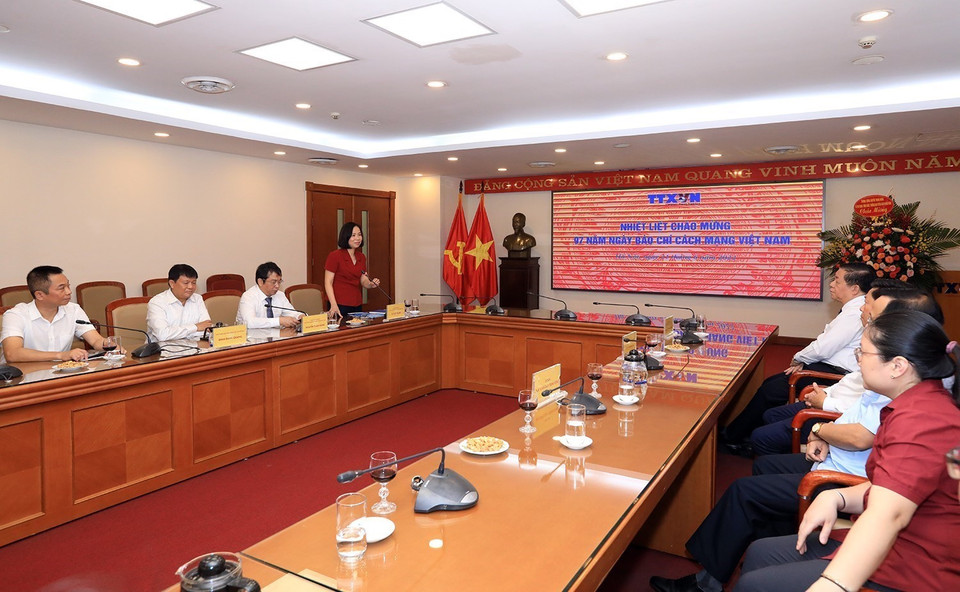 Tổng Giám đốc Thông tấn xã Việt Nam Vũ Việt Trang phát biểu. (Ảnh: Tuấn Anh/Thông tấn xã Việt Nam)