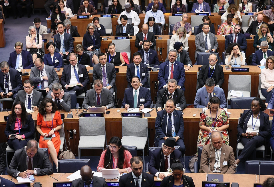 Thủ tướng Phạm Minh Chính phát biểu tại Hội nghị Thượng đỉnh Tham vọng Khí hậu của Liên hợp quốc. (Ảnh: Dương Giang/TTXVN)