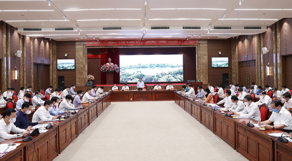 Quang cảnh buổi làm việc. (Ảnh: Dương Giang/TTXVN)